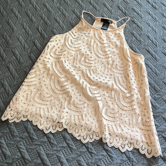 Aqua : Lace Cream Tank - X Small - Picture 3 of 7